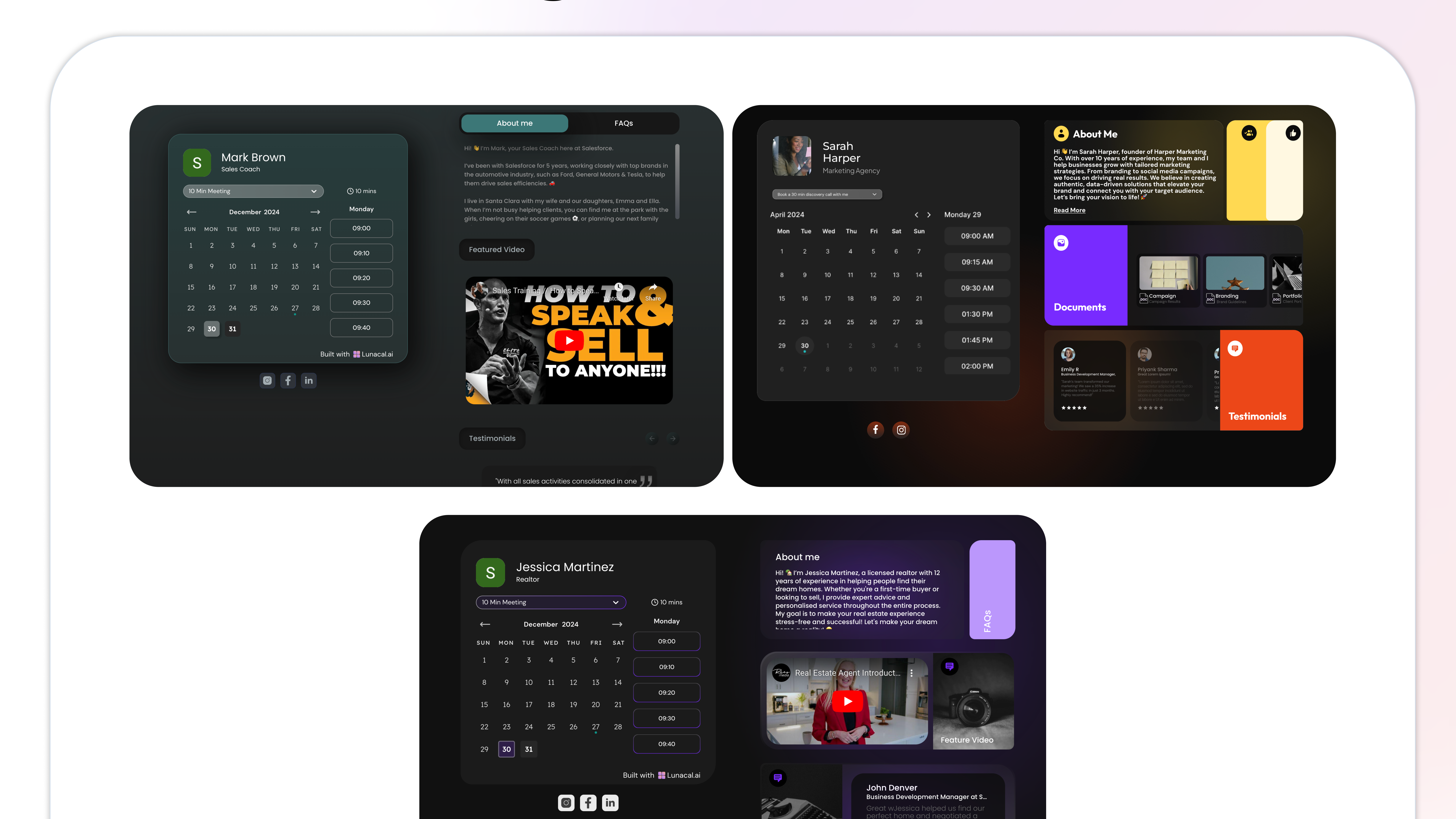 Create powerful scheduling pages on Lunacal